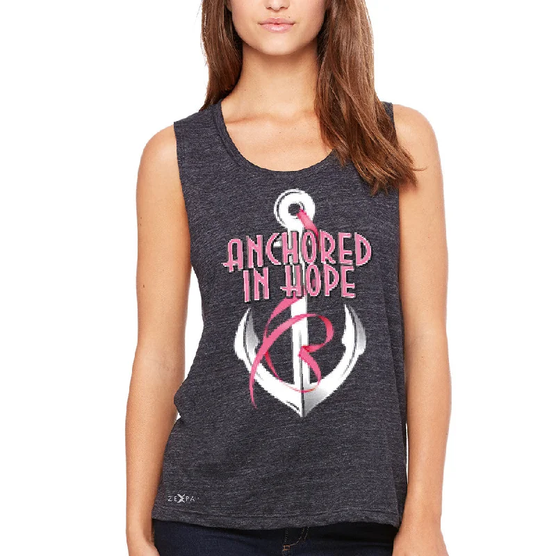 Zexpa Apparelâ„¢ Anchored In Hope Pink RibbonÂ  Women's Muscle Tee Breat Cancer Awareness Tanks strapless tank top