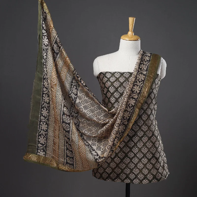 3pc Maheshwari Silk Bagru Print Dress Material 07