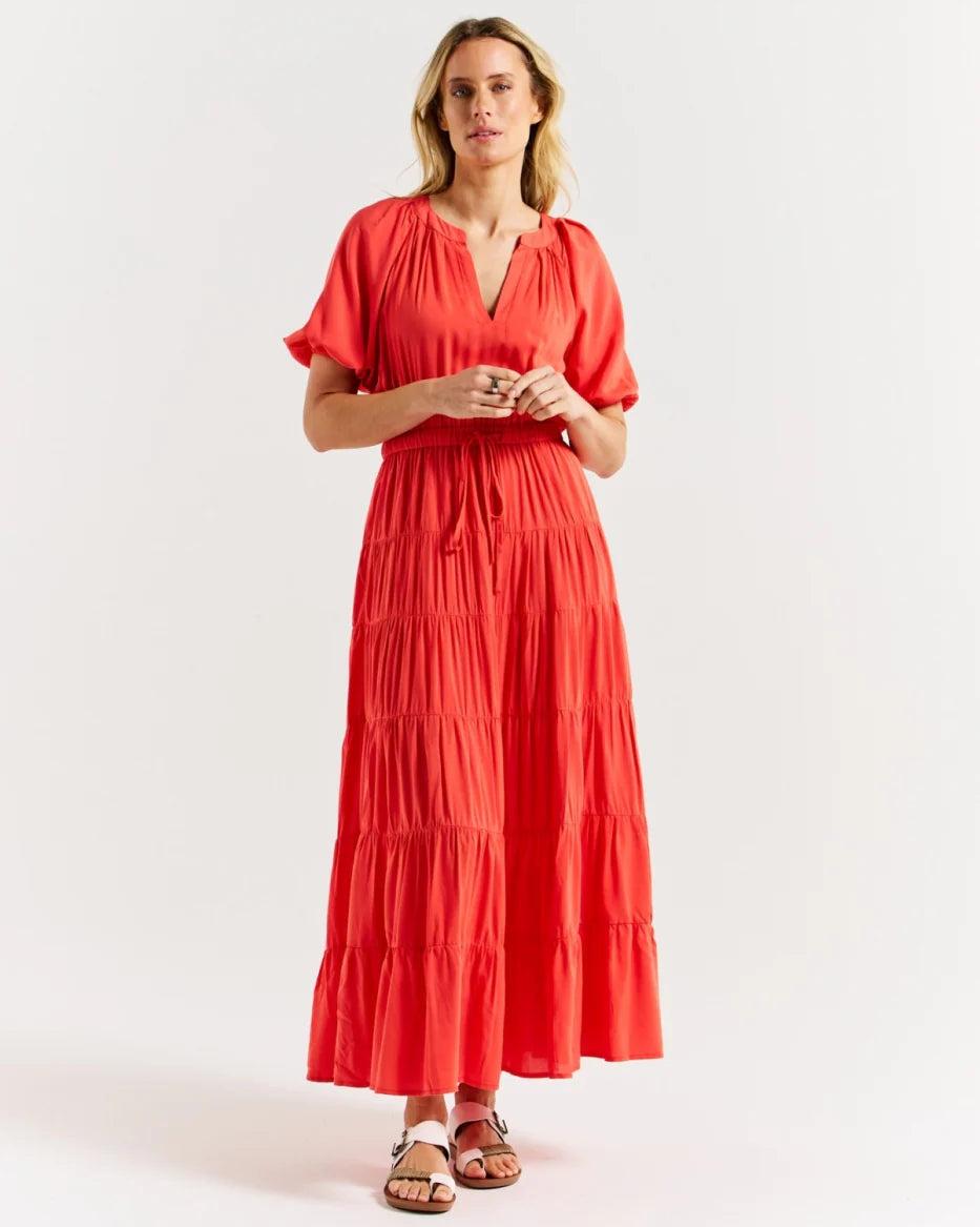 Aleja Dress -Fiesta Red (Coral)