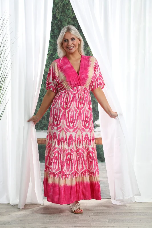 Alessia Abstract Dress Fuchsia