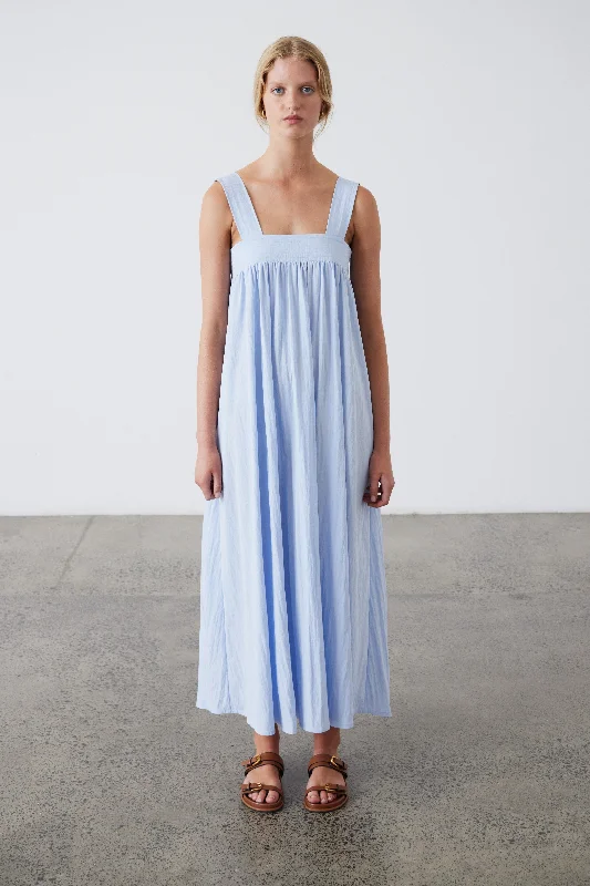 Ana Cotton Dress - Dusky Blue