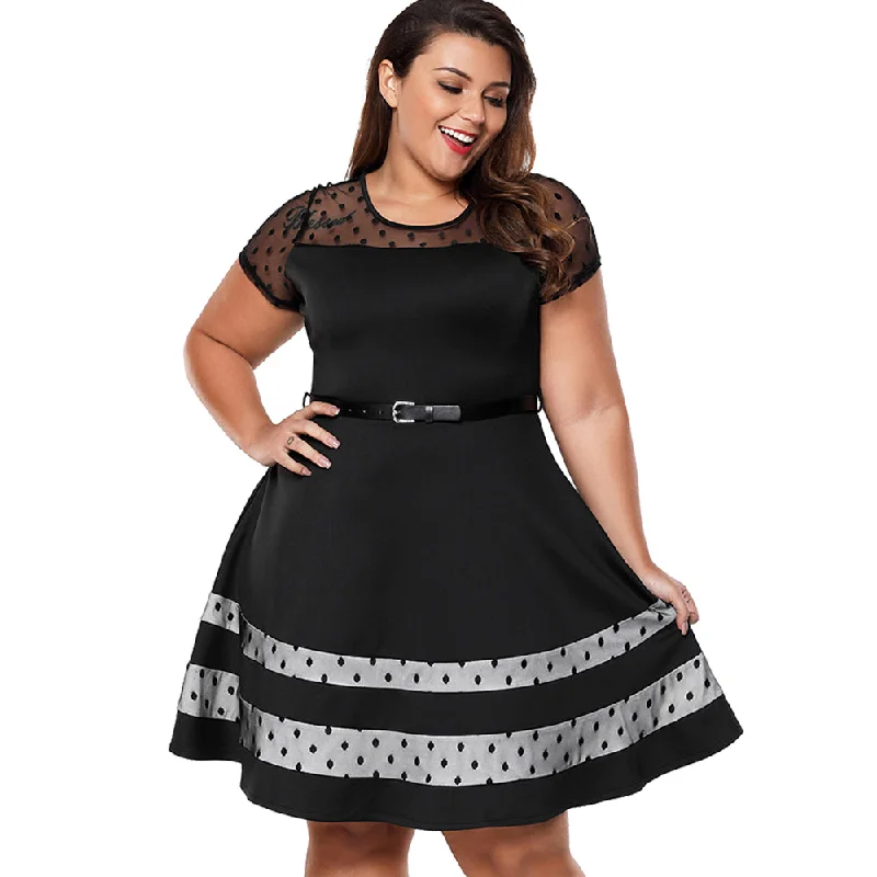 ANALUKE Elegant Hollow Out Polka Casual Dress