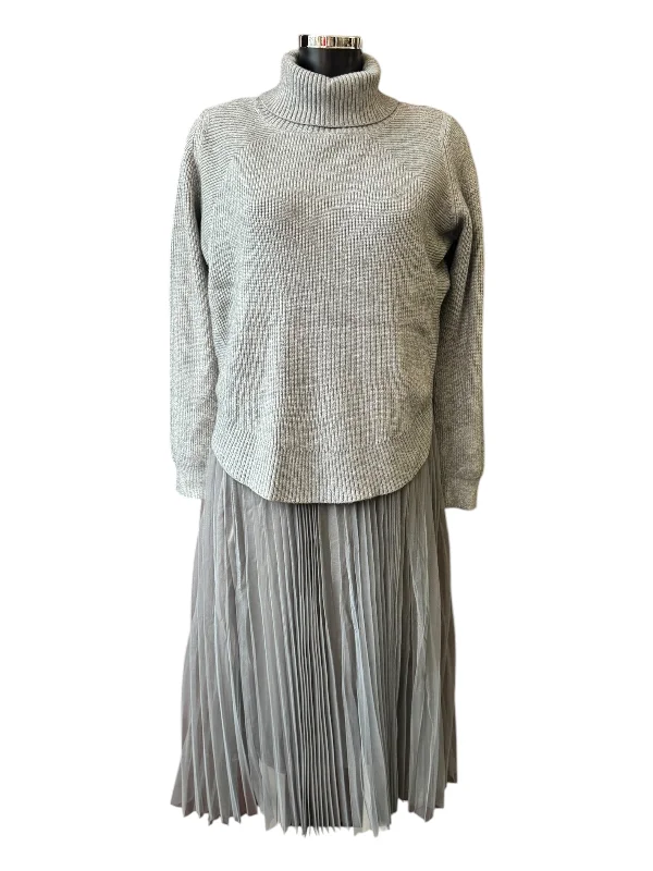 Greta 2 piece dress and curved hem jumper - Grey