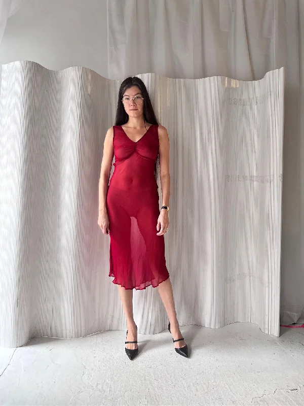 Guess Sheer Red Slip Dress