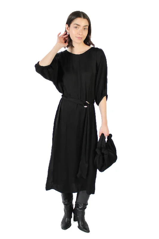 Laurel Black Satin Dress