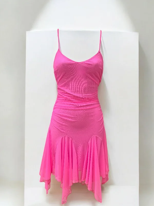 Mesh Spaghetti Dress w/ Frills Cristina 1594