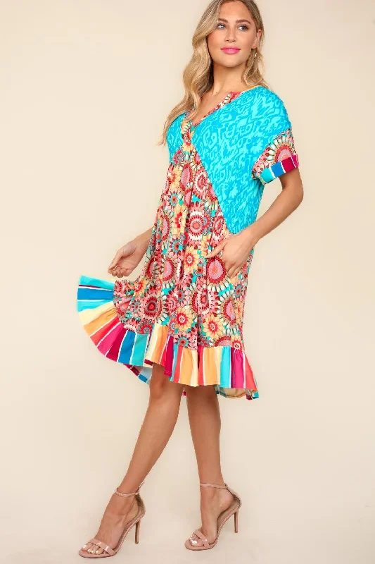 Plus Dolman Babydoll Knee Length Dress with Side Pockets