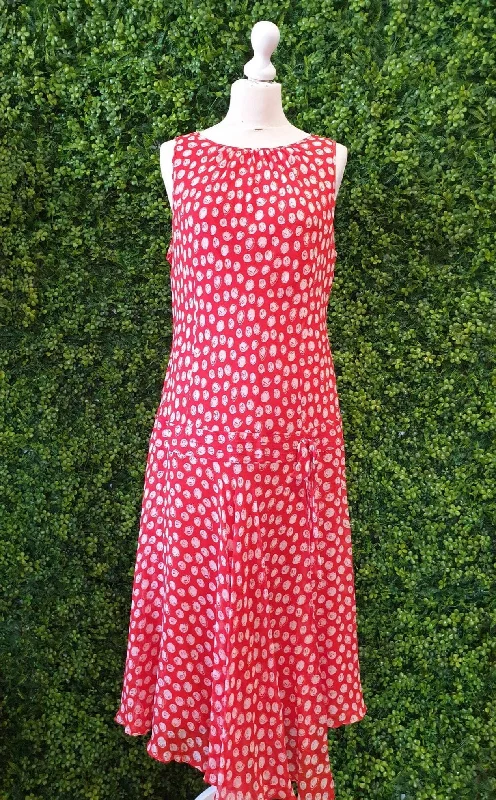 Hobbs Drop Waist 30s Style Silk Dress