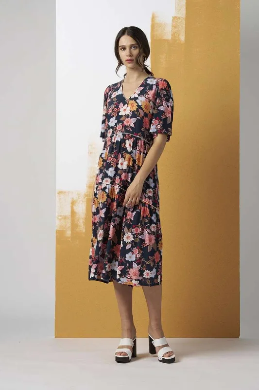 Spring has Sprung Dress in Navy Multi MS1333 by Madly Sweetly