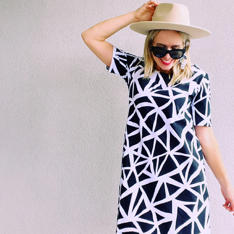 Tri & Stop Black & White Me Swing Dress