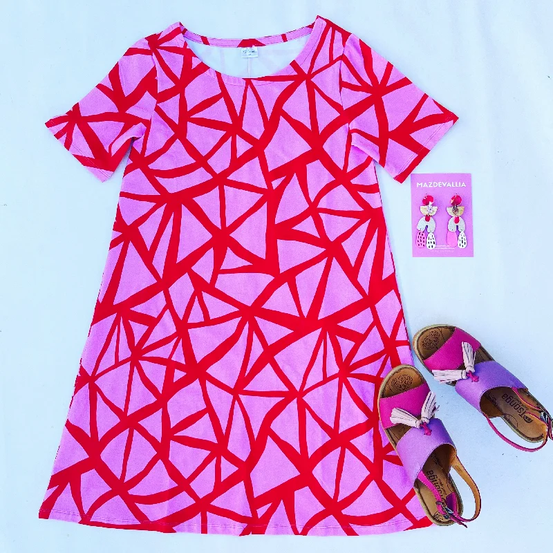 Tri & Stop Pink & Red Me Swing Dress