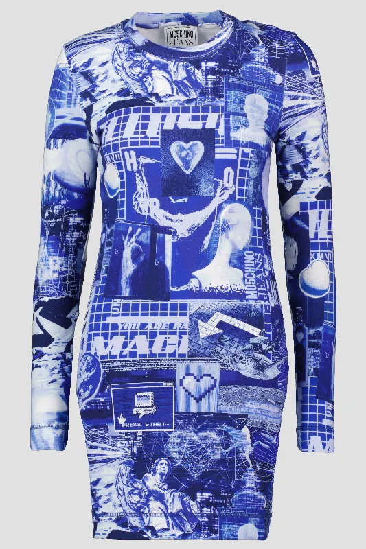 Women's Moschino Jeans Graphic Print Blue Dress