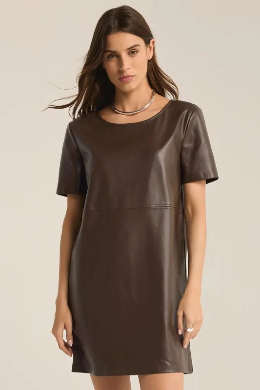 Z Supply: London Faux Leather Dress in Dark Chocolate