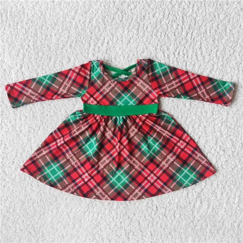 6 A8-19 Baby Girl Christmas Long Sleeves Plaid Twirl Dress Tunics Custom made