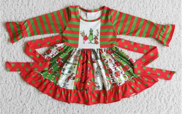 6 B3-5 Christmas long sleeve girls dress Tunics Trendy modern