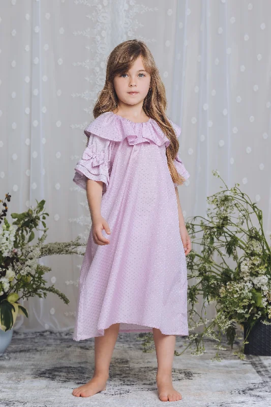 AMARA - GIRLS COTTON-SILK NIGHTDRESS VIOLET Halter Neckline Beach