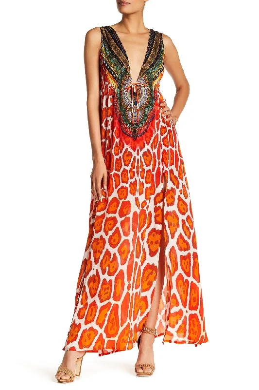Animal Print Red Summer Dress Tunics Summer linen