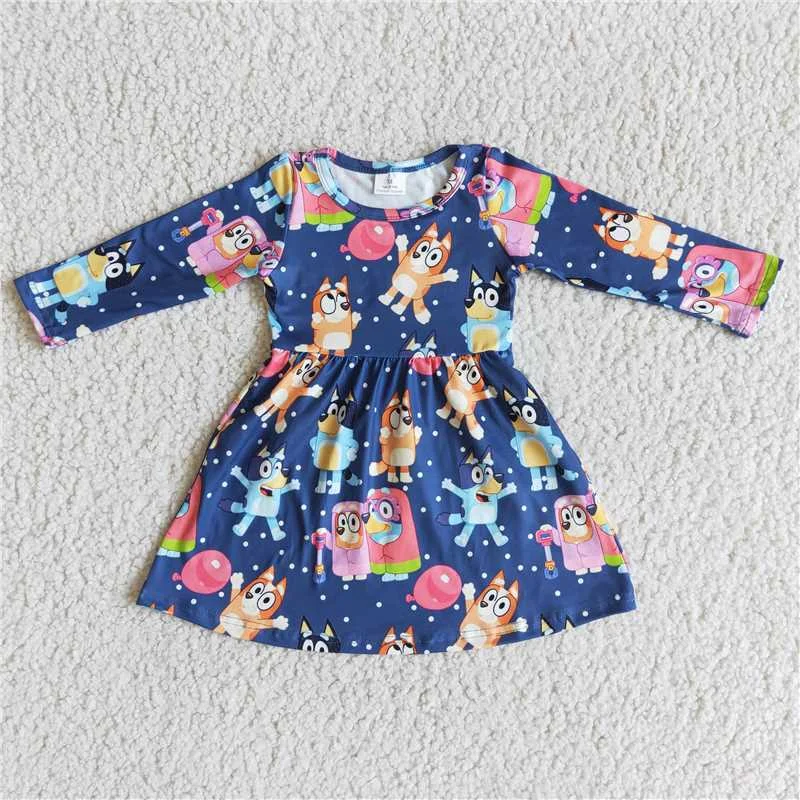 Baby Girl Long Sleeve Dog Twirl Dress Tunics Velvet soft