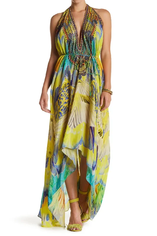Backless Evening Long Silk Dresses Maxi Flowy Bohemian