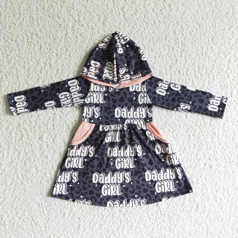 Daddy's Girl Pocket Kids Hoodie Dresses Floral Print girly