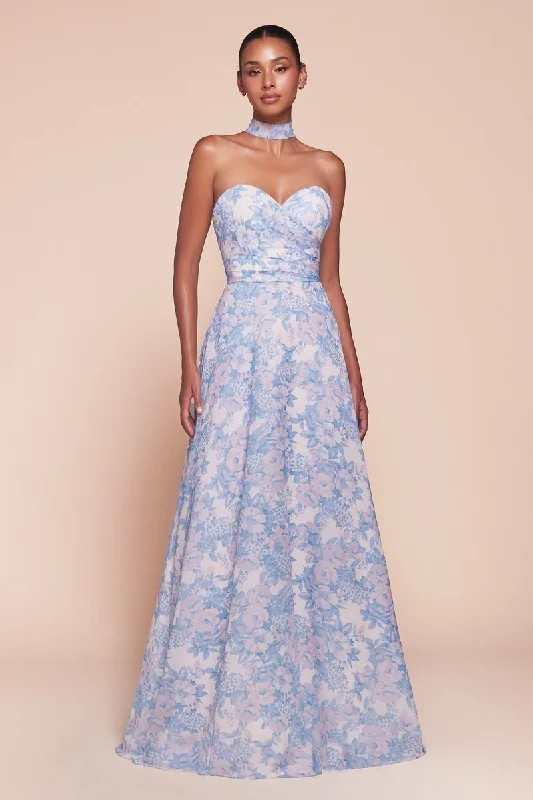 Cinderella Divine -7443 Strapless Floral Printed A-Line Dress Tunics Ceremony elegant