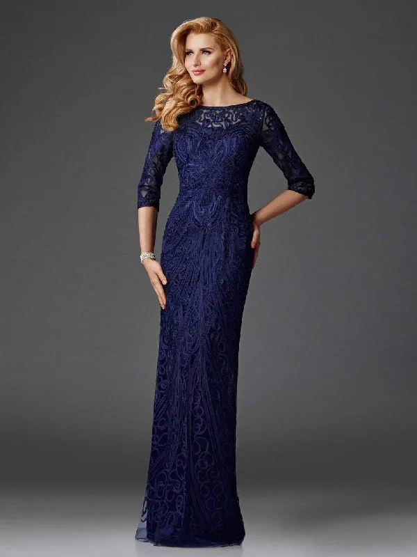 Clarisse - M6424SC Soutache Embroidered Illusion Bateau Dress Tunics Timeless classic