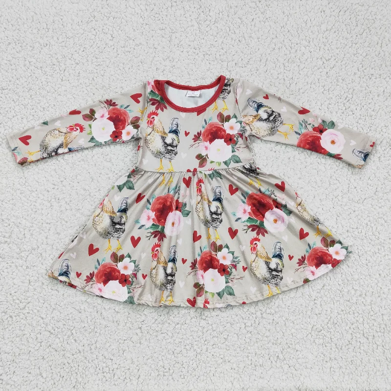 GLD0163 Cock print girls flower dress for valentine's day-promotion 2024.12.7 Tunics Silk luxurious