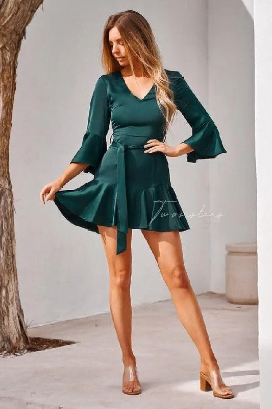 Constance Dress - Green Tunic Top Casual