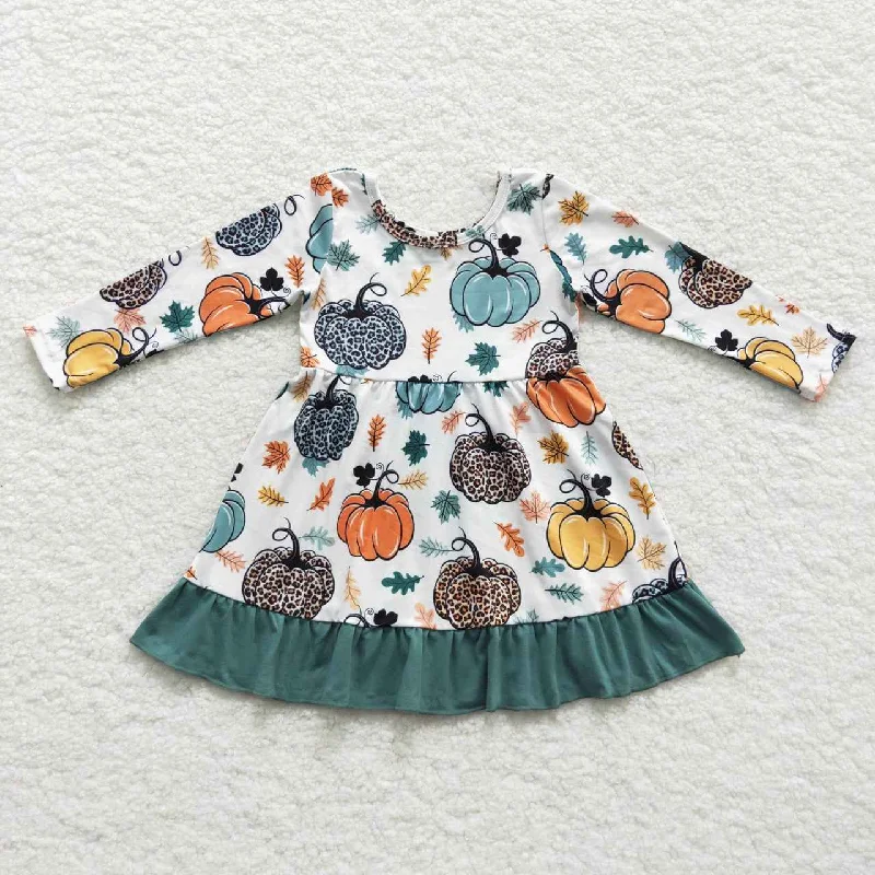 Fall leaves pumpkins baby green dress Tunics Luxurious high-end