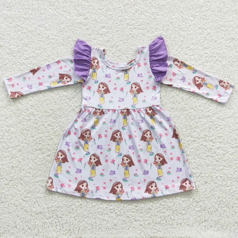 Floral princess purple baby girl flutter sleeved dress Tunics Seasonal trendy