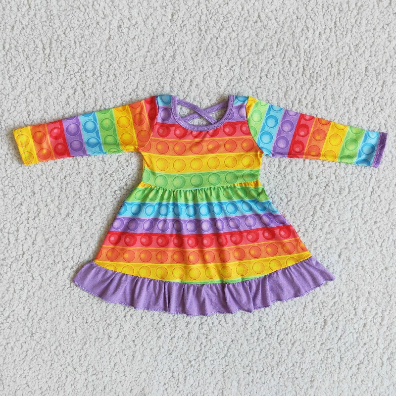 6 A24-28 Girl Colorful Bubble Long Sleeve Twirl Dresses-promotion 2024.8.24 Off-the-shoulder Chic Trendy