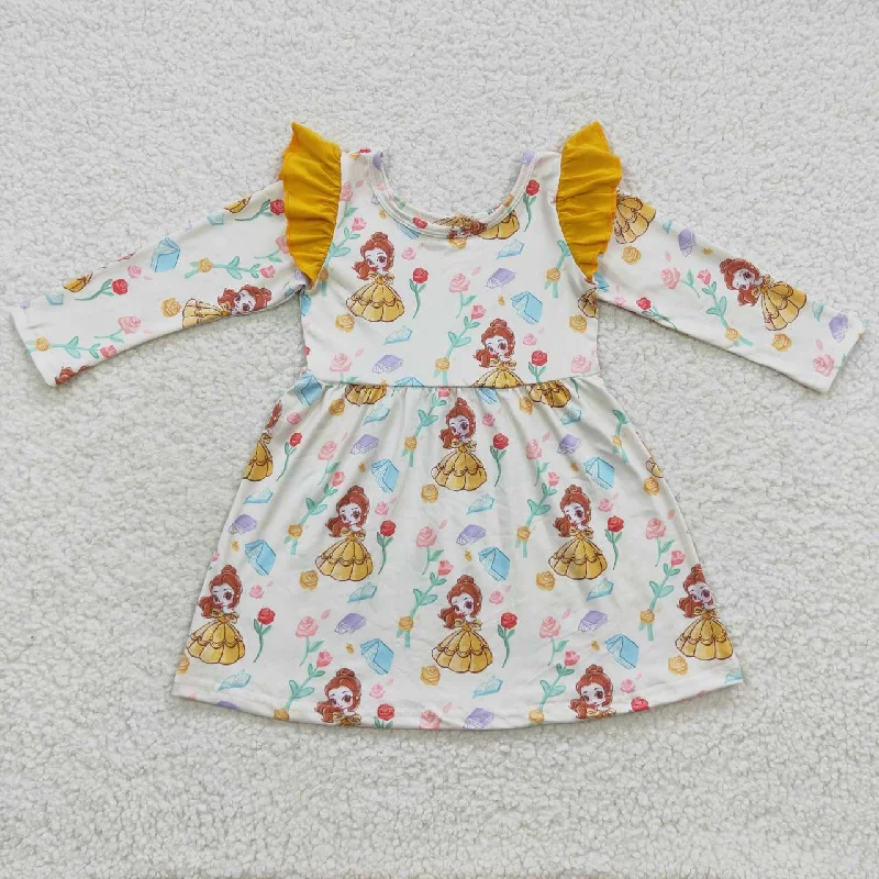 Girl flower princess long sleeve dress Tunics Versatile stylish
