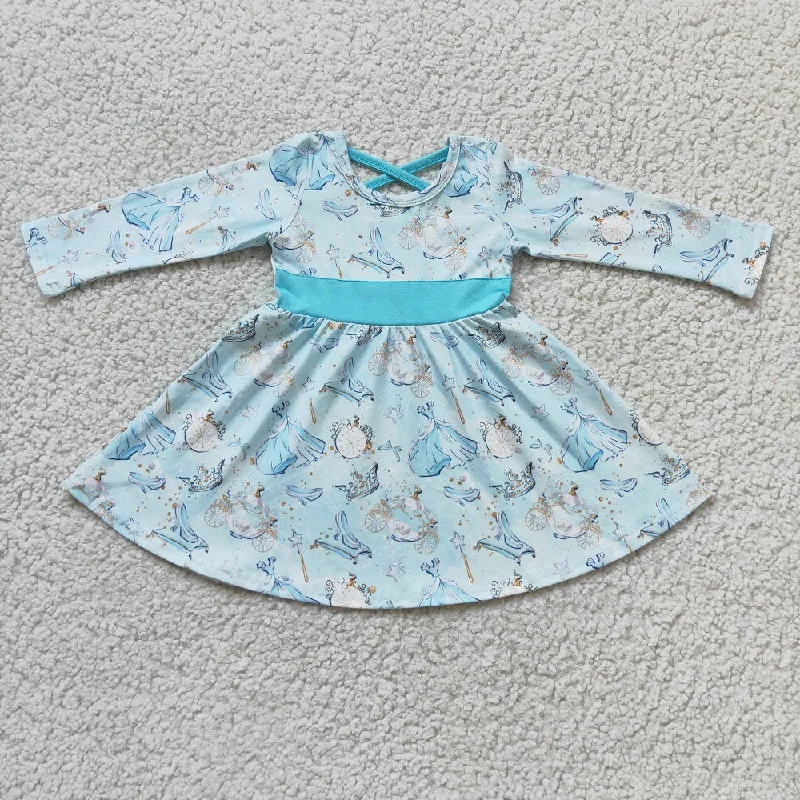 6 A13-3 Girls Blue Princess Dress Bodycon Club Sequined