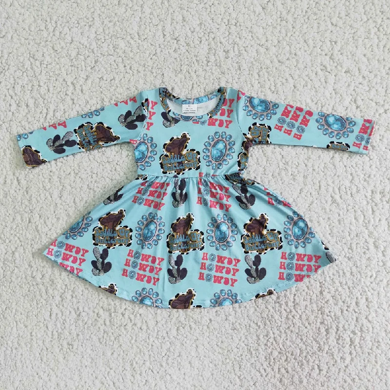6 B13-9 Girls Western Cactus Turquoise Dress Tunics Leisure comfortable