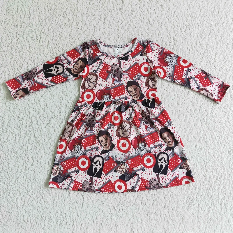 GLD0038 girls halloween dress cartoon print long sleeve dress Tunics Essential wardrobe