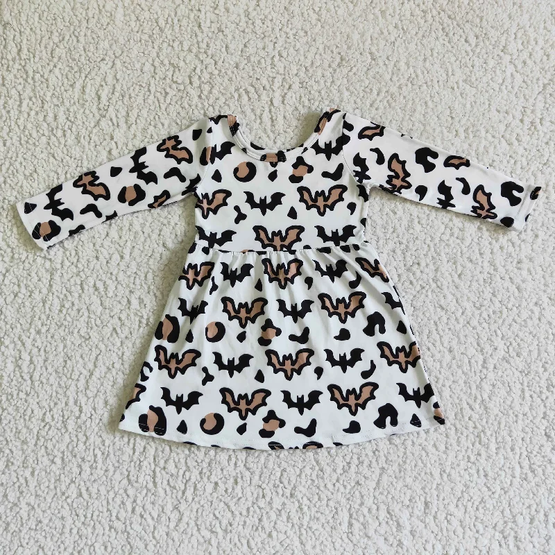 GLD0051 Halloween Bat Black Girls Long Sleeve Dresses Tunics Top rated