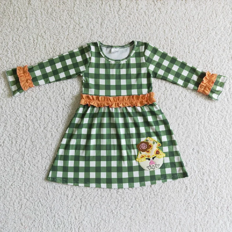 GLD0067 Fall Girl Embroidered Scarecrow Long Sleeve Dress Tunics Hiking breathable