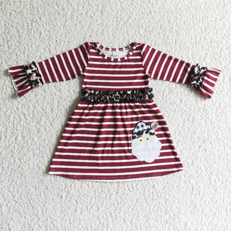GLD0071 baby christmas clothing long sleeve santa claus print kids dresses for girls milk silk Tunics Chic elegant