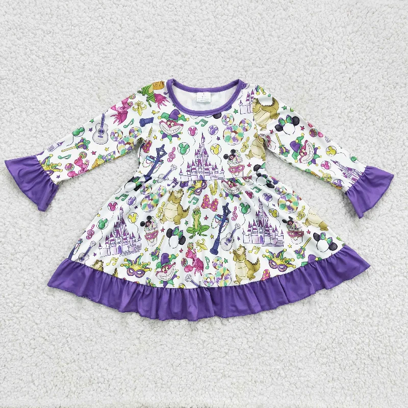 GLD0180 Baby Girl Cartoon Mardi Gras Twirl Dress Tunics Party sparkling