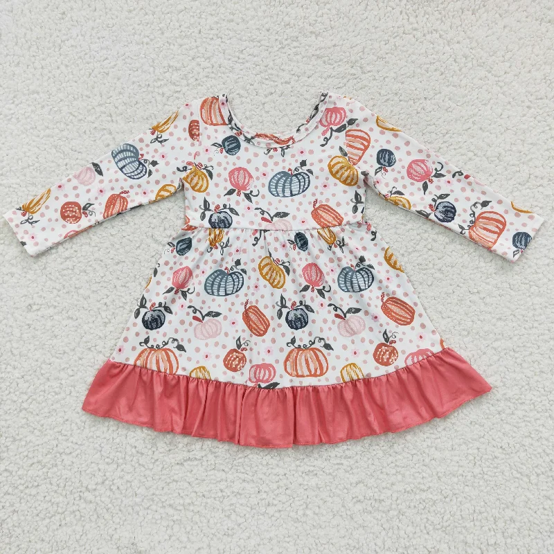 GLD0204 Baby Girl Long Sleeves Pumpkin Dress Tunics Stylish elegant