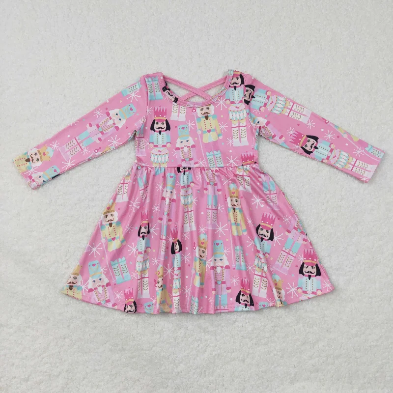 GLD0384 Baby Girl Long Sleeves Christmas  Soldier Pink Dress Tunics Trousers formal