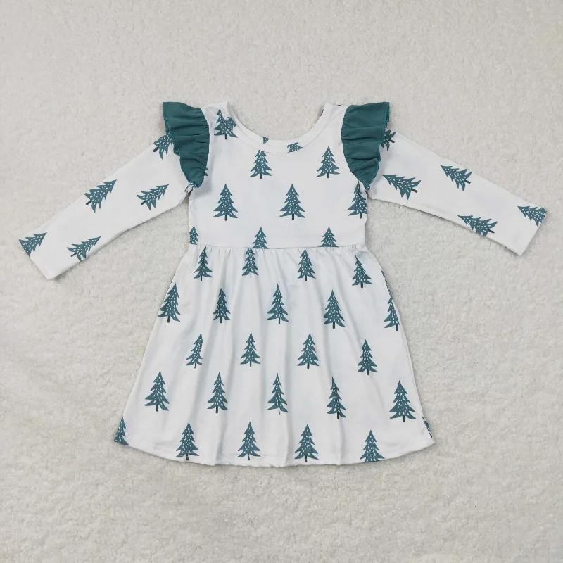 GLD0440 Baby Girl Long Sleeves Christmas Tree Dress Tunics Silk luxurious