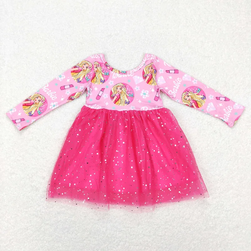 GLD0494 Baby Girl Short Sleeves Doll Pink Tulle Dress Tunics Versatile functional