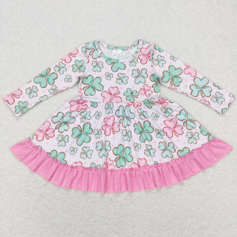 GLD0503 Baby Girl Long Sleeves St. Patrick's Day Twirl Dress Tunics Chic fashionable