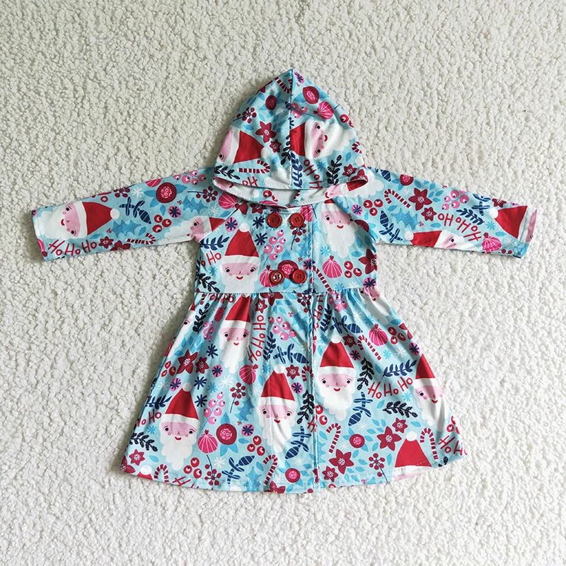 GT0026 Baby Girl Christmas Hoodie Dress Coat Tunics Distressed trendy