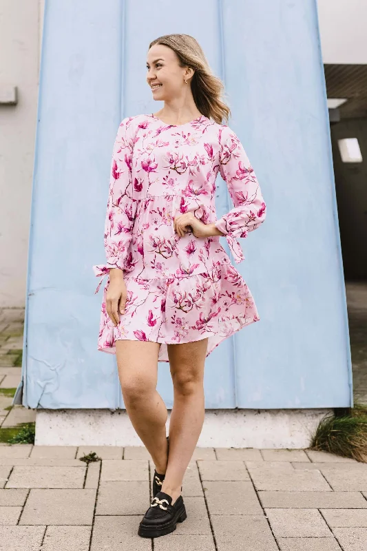 Hailey Dress Ballet of Blossoms Pink Square Neckline Feminine