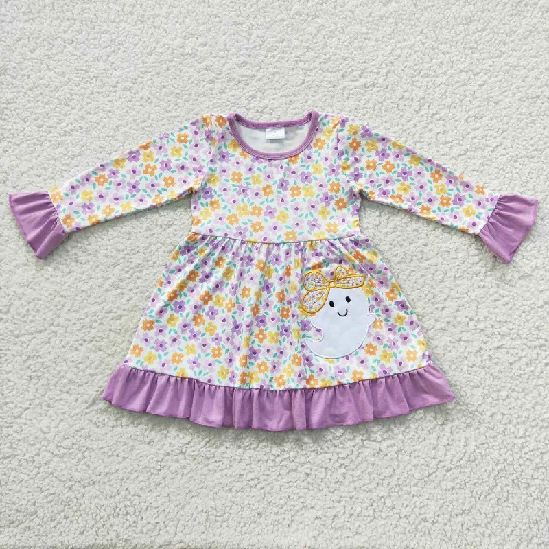 Halloween purple floral ghost apllique girl fall dress Tunics Occasion special