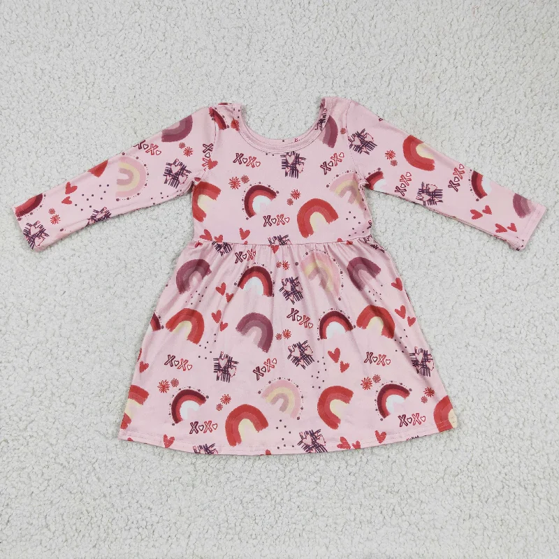 Heart pink valentine's day baby girls dress Cowl Neckline Elegant