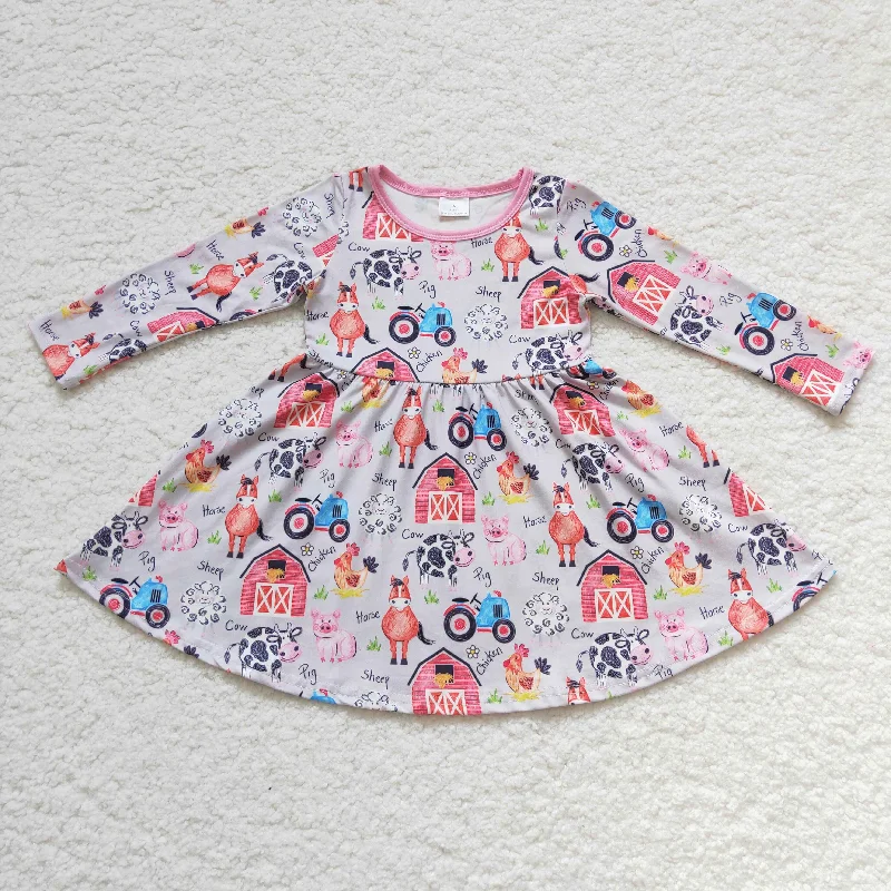 Kids farm dresses baby girls cute pink dress Tunics Custom made