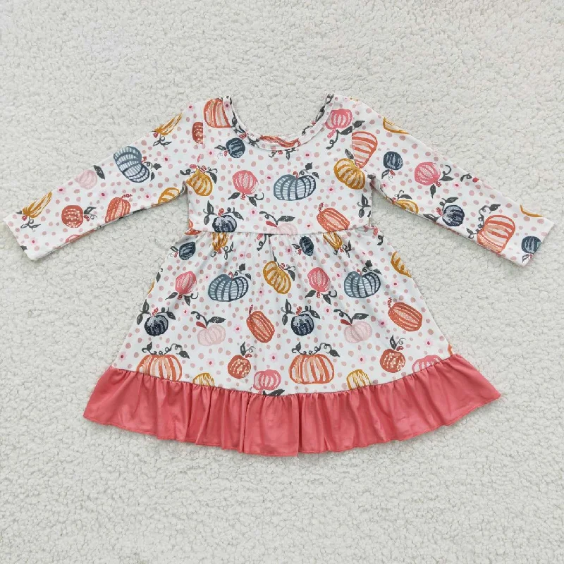 Long sleeve pumpkin spotted toddler fall dress Pencil Office Professional